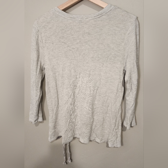 Wit & Wisdom Grey V-Neck Side Ruched 3/4 Sleeve - Picture 2 of 3